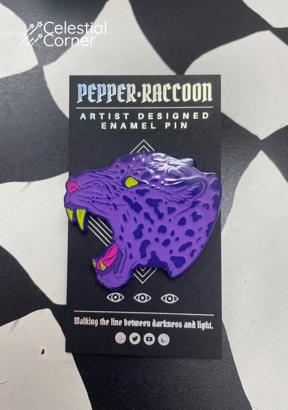 Neon Purple Leopard Pin