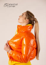 Load image into Gallery viewer, Neon Orange Puffer Jacket
