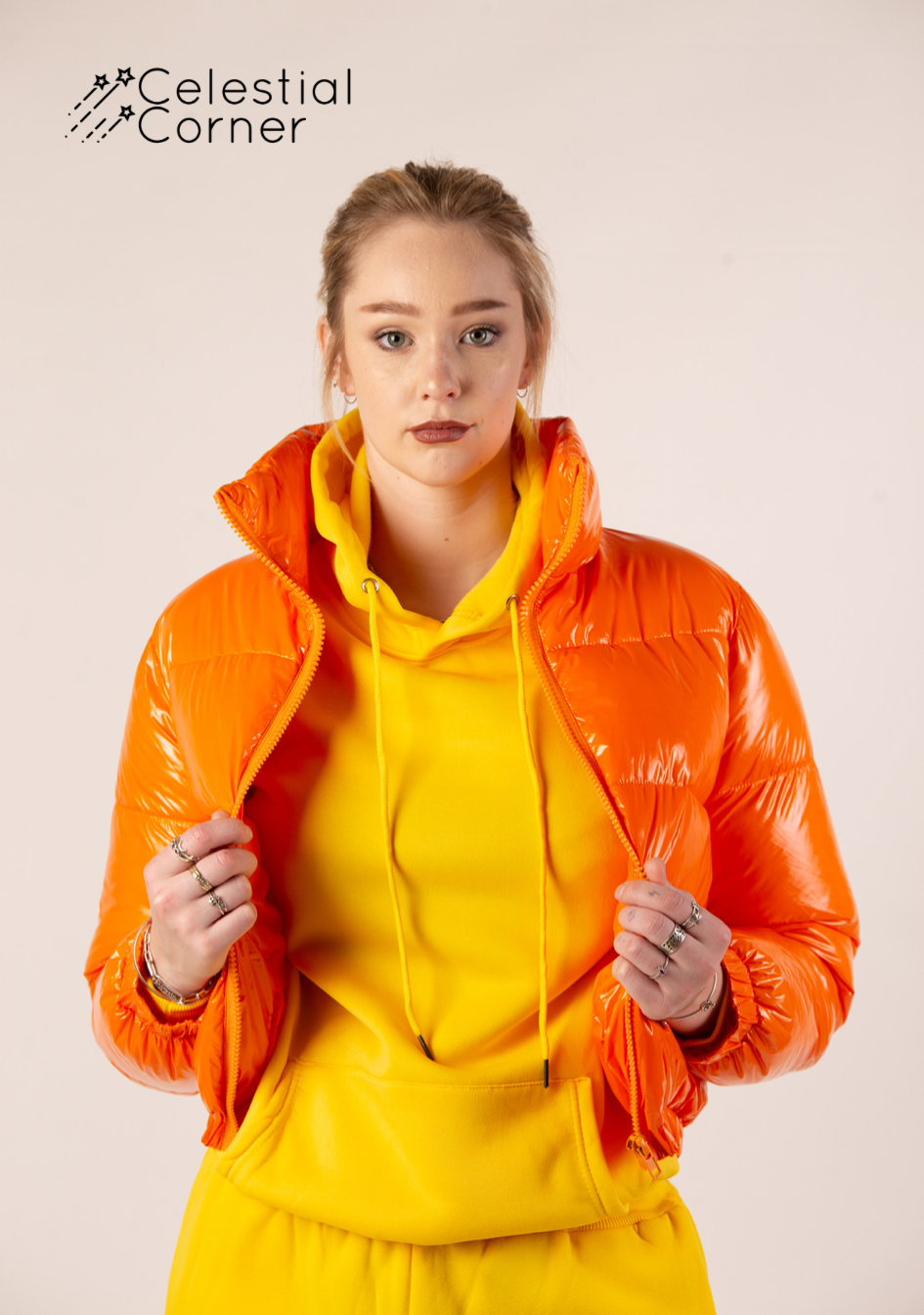 Neon Orange Puffer Jacket